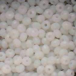 Perles en verre boules aplaties à facettes Ø4mm couleur blanc (x 5)