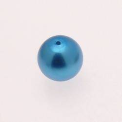 Perle en verre ronde nacrée Ø16mm couleur bleu turquoise (x 1)