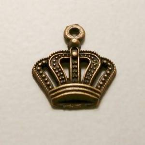 Perle en métal breloque couronne royale 13x12mm couleur cuivre (x 1)