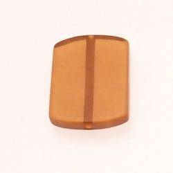 Perle en résine rectangle arrondi 25x30mm couleur marron caramel brillant (x 1)