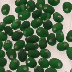 Perles en verre forme de petite goutte Ø5mm couleur vert bouteille givré (x 10)