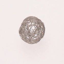 Perle en métal pelote de fil Ø20mm couleur argent (x 1)