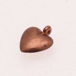 Perle métal breloque cœur couleur cuivre (x 1)