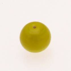 Perle ronde en verre Ø18mm couleur jaune/vert opaque (x 1)