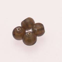Perle en verre ronde Ø10mm Argent couleur couleur bronze (x 4)