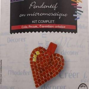 Boite kit DIY pendentif coeur rouge micromosaïque (x 1)