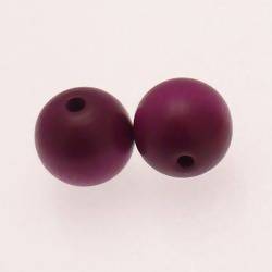 Perles en Bois rondes Ø15mm couleur Mauve (x 2)
