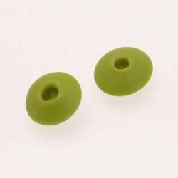 Perles en verre forme soucoupes Ø15mm couleur Vert Pomme opaque (x 2)