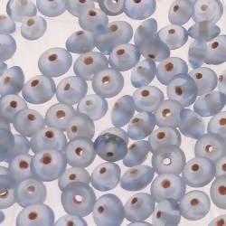 Perles en verre forme soucoupes Ø8mm couleur bleu pâle opaque (x 10)