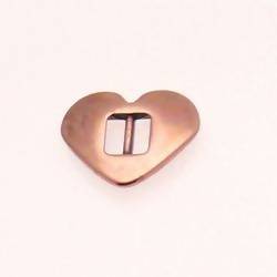 Perle passe-cuir en métal forme de coeur 20x16mm couleur cuivre (x 1)