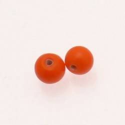 Perle ronde en verre Ø8mm couleur orange opaque (x 2)