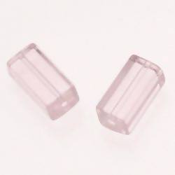 Perle en verre tube rectangulaire 16x8x8mm couleur rose transparent (x 2)
