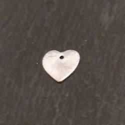 Perle en métal brossé forme coeur 12x12mm couleur Argent (x 1)