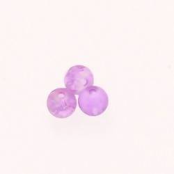 Perle ronde en verre Ø6mm couleur Mauve effet Craquelé (x 3)