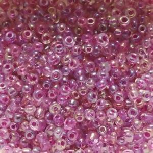 Perles de Rocaille 2mm couleur lilas transparent irisé coeur rose A/B (x 20g)