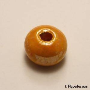 Perle en céramique ronde émaillée 16mm couleur orange (x 1)