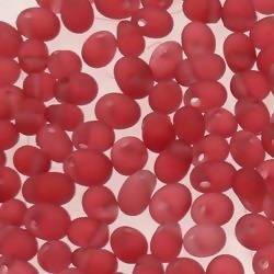 Perles en verre forme de petite goutte Ø5mm couleur fushia givré (x 10)