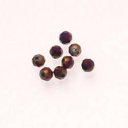Perles en verre boule à facettes Ø4mm couleur pourpre (x 8)