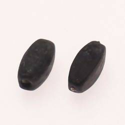 Perles en verre forme ovale 17x8mm couleur noir givré (x 2)