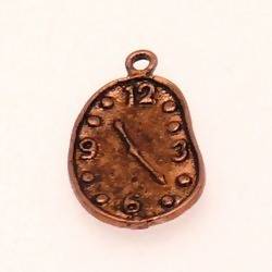 Perle breloque en métal forme horloge molle 20x27mm couleur cuivre (x 1)