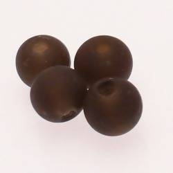 Perles en verre ronde Ø14mm large trou couleur bronze givré (x 4)
