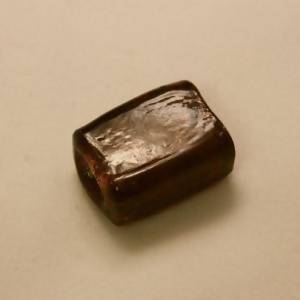 Perles en verre cylindre feuille argent 15x18mm prune moucheté (x 1)