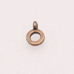 Perle breloque en métal forme anneau 8mm couleur vieil or (x 1)