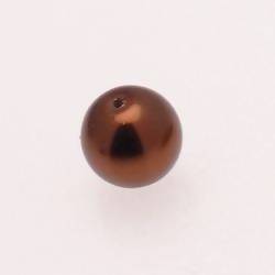 Perle en verre ronde nacrée Ø16mm couleur chocolat (x 1)