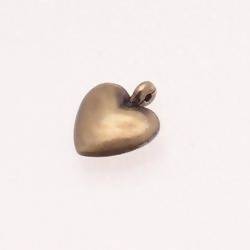 Perle métal breloque cœur couleur vieil or (x 1)