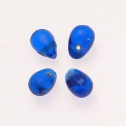 Perles en verre forme de grosses gouttes couleur bleu océan transparent (x 4)