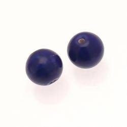 Perle en verre ronde Ø14mm couleur bleu royal (x 2)