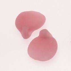 Grosses perles en verre ronde Ø25mm plate couleur Rose givré (x 2)