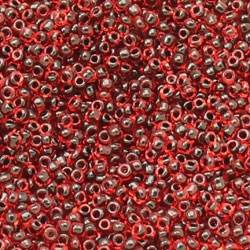 Perles de Rocaille 2mm bicolore noire et rouge transparent (x 20g)