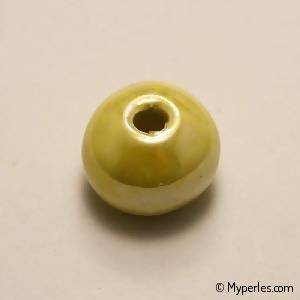 Perle en céramique ronde émaillée 16mm couleur jaune (x 1)