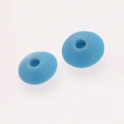 Perles en verre forme soucoupes Ø15mm couleur Bleu Ciel opaque (x 2)