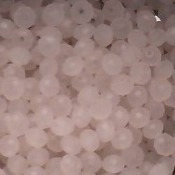 Perles en verre boules aplaties à facettes Ø4mm couleur rose pâle (x 5)