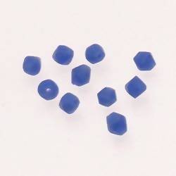 Perles en verre forme petite toupie Ø4mm couleur bleu jean givré (x 10)