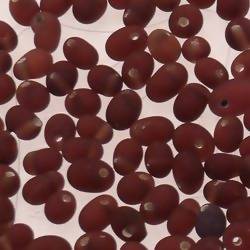 Perles en verre forme de petite goutte Ø5mm couleur prune givré (x 10)