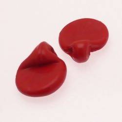 Grosses perles en verre ronde Ø25mm plate couleur Rouge opaque (x 2)