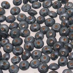 Perles en verre forme soucoupes Ø8mm couleur gris anthracite brillant (x 10)