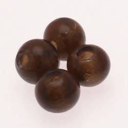 Perles en verre ronde Ø14mm large trou couleur bronze transparent (x 4)