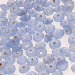 Perles en verre forme soucoupes Ø8mm couleur bleu pâle givré (x 10)