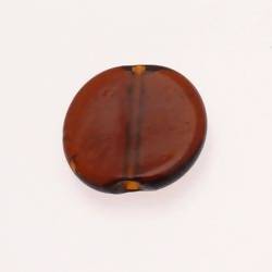 Perle en verre ronde plate 30mm couleur ambre transparent (x 1)