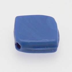 Perle en verre forme maxi carré 25x25mm couleur bleu jean opaque (x 1)