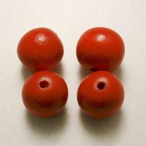 Perles en Bois rondes Ø12mm couleur rouge (x 4)