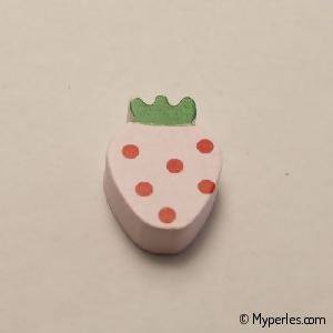 Perles en Bois forme fraise 20x14mm couleur rose (x 1)