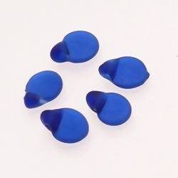 Perles en verre ronde plate Ø10mm couleur bleu marine givré (x 5)