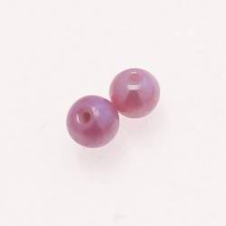 Perle ronde en verre Ø8mm couleur rose framboise brillant (x 2)
