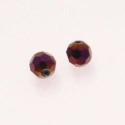Perles en verre boule à facettes Ø8mm couleur pourpre (x 2)