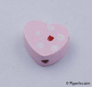 Perles en Bois forme coeur 14x13mm couleur rose pâle (x 1)